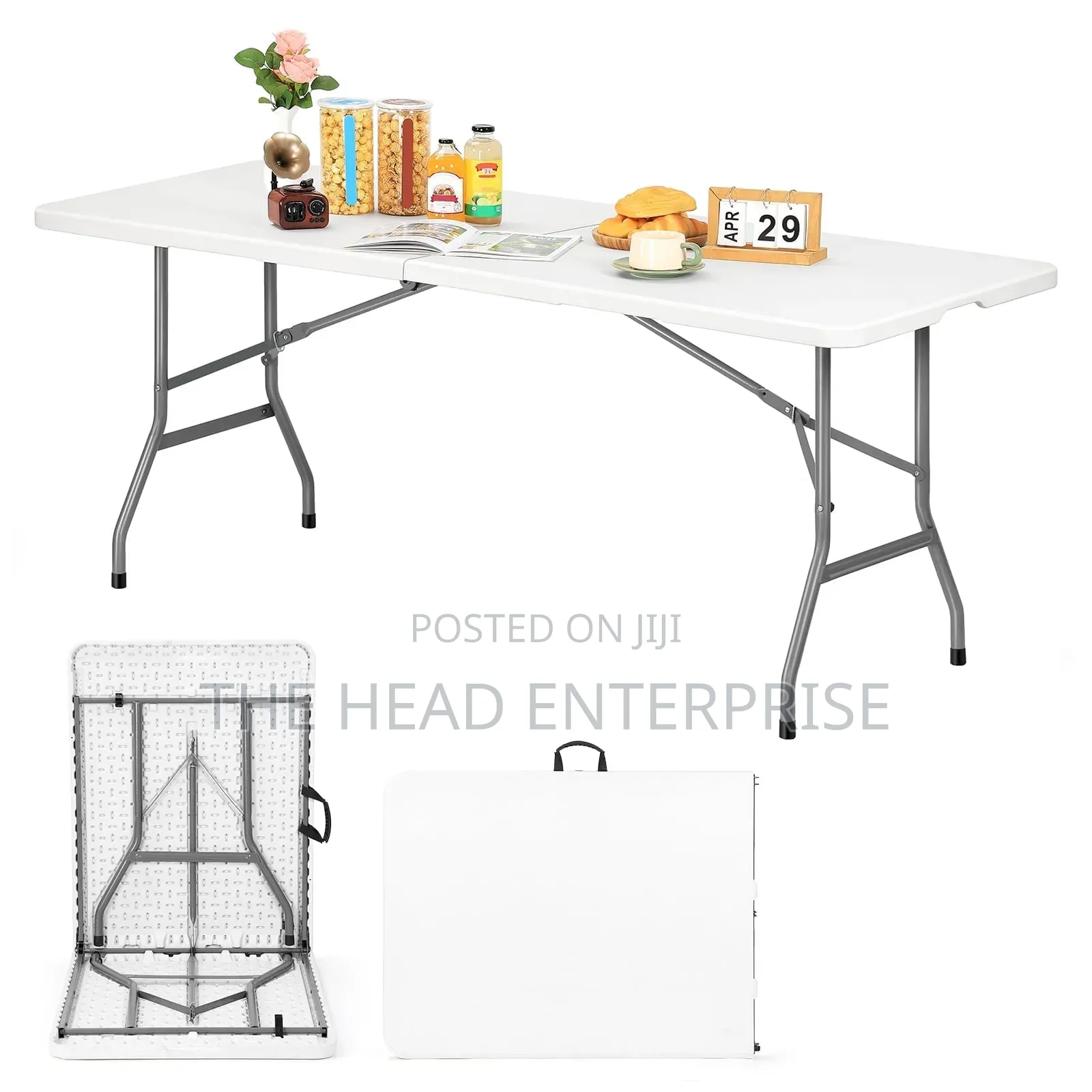 Plain White Foldable Table Portable 1.5m Length