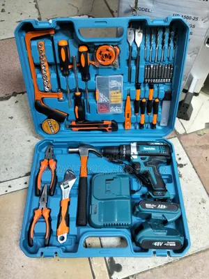 Makita Cordless Drill Set With Hummer 48 V 2 Battery And Accessories