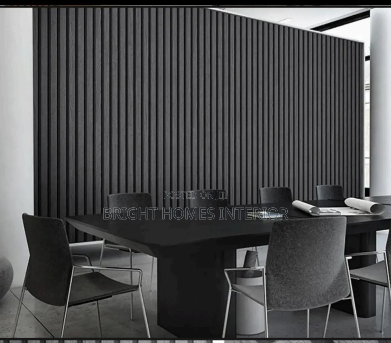 Dark Grey Flutted Wallpaper Available