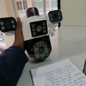 White Triple Lens 4g Electric Model Surveillance Camera With Alarm