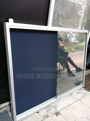 Glass Sliding Noticeboard 5ft X 3ft – Grey for Administration