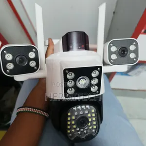 White Triple Lens CCTV 4g Enabled Electric Model