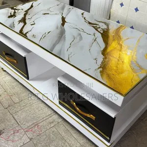 Modern White Marble-Topped Executive Coffee Table
