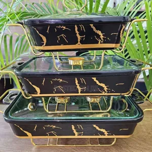 3pcs Black Gold Ceramic Chaffing Sizes 3.5ltrs,2.5ltrs,1.8ltrs