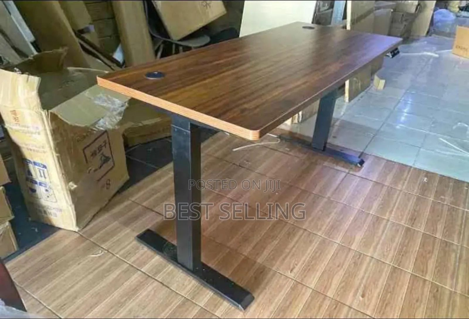 Brown Top Electric Adjustable Table