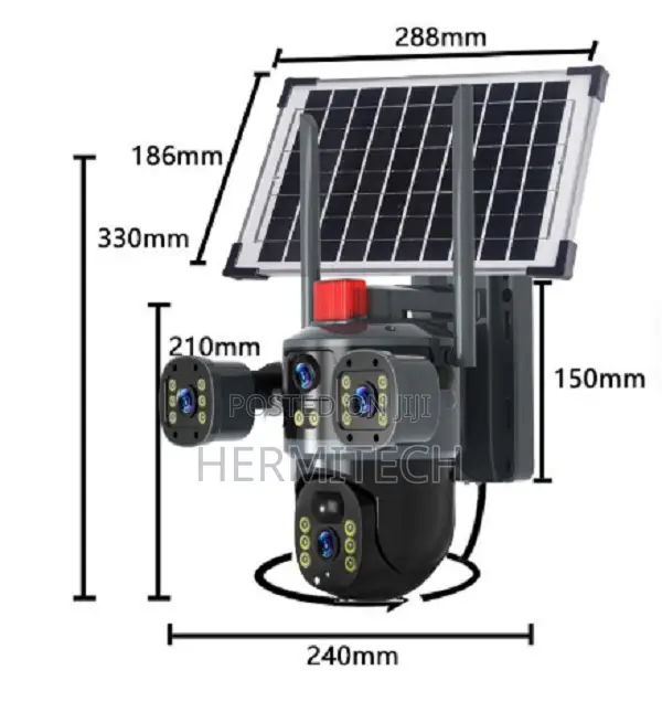 Outdoor Solar Powerd Camera With Triple Lense