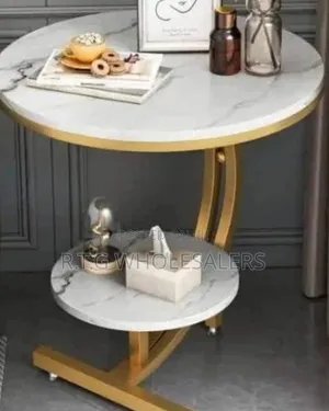 Double-Layer Console Bedside Cabinet – MDF Marble Effect