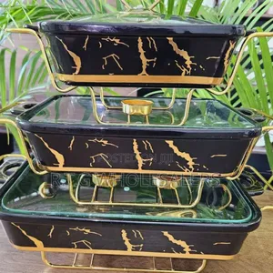 Black Gold Ceramic Chafing Dish Set – 3.5l, 2.5l, 1.8l