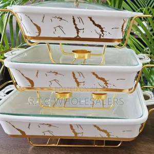 Premium Ceramic Buffet Server Set in Black Gold – 3 Sizes