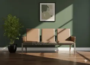 Brown Pu 3 Seater Reception Chair