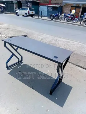 All Black Metallic Study Desk With 2 Grommets
