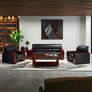 Executive Leather 5-seater Office Reception Sofa