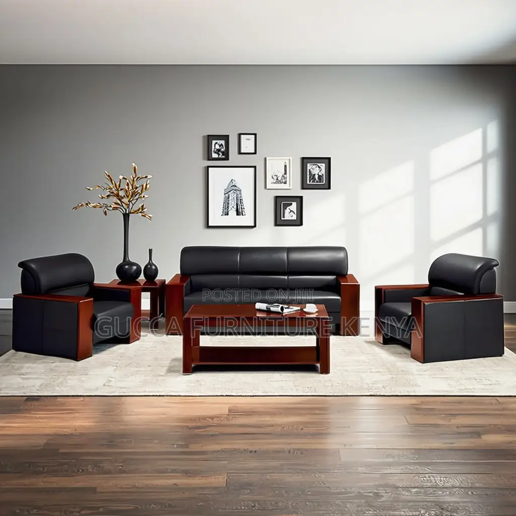 Executive Leather 5-seater Office Reception Sofa