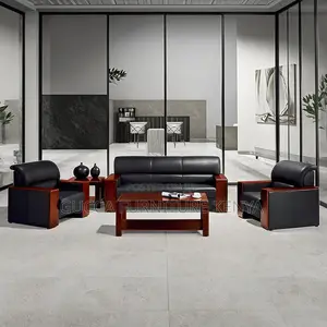 Executive Leather 5-seater Office Reception Sofa