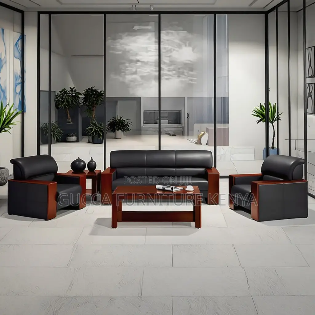 Executive Leather 5-seater Office Reception Sofa