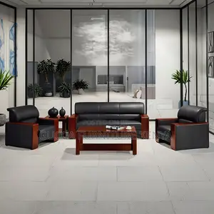 Executive Leather 5-seater Office Reception Sofa