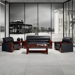 Executive Leather 5-seater Office Reception Sofa