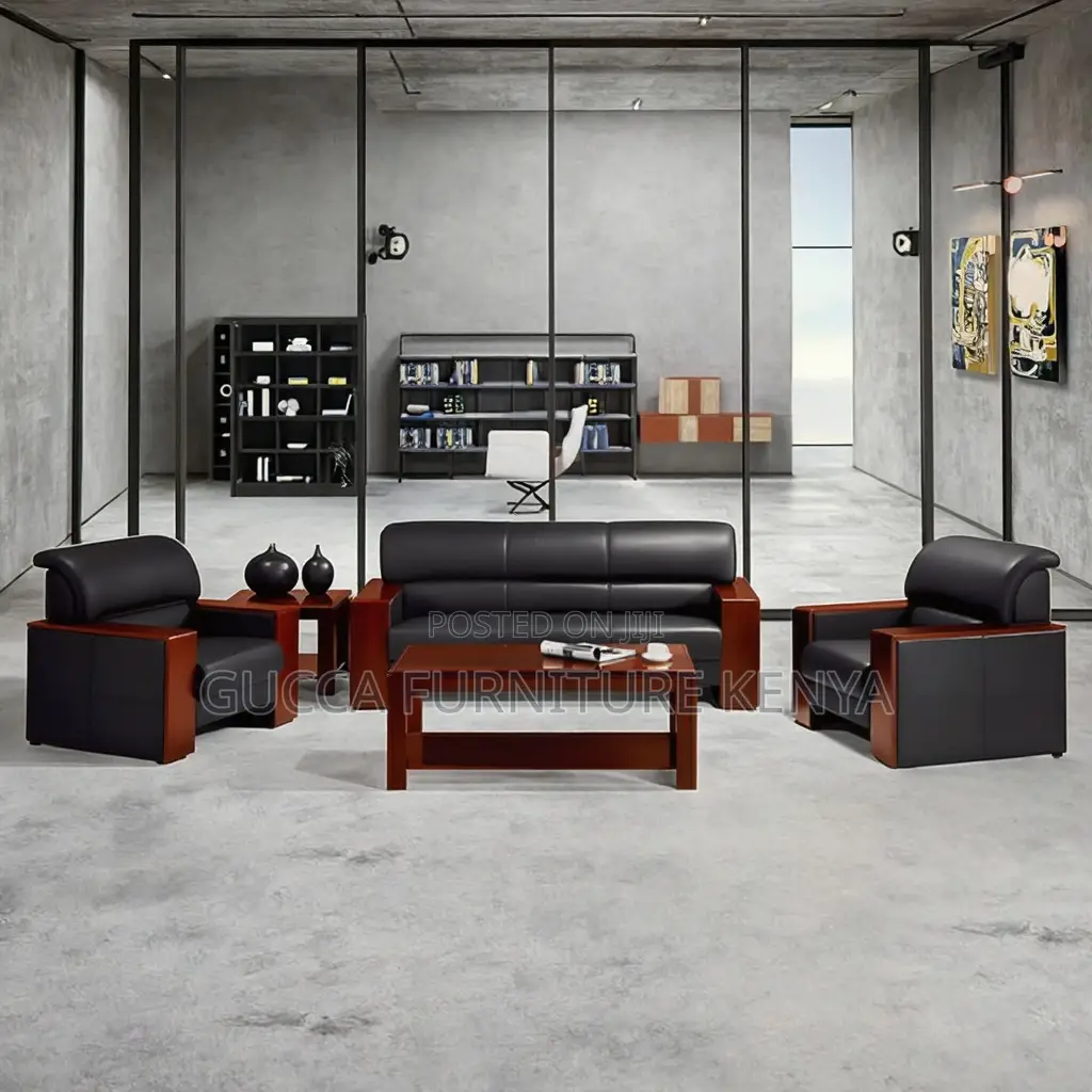 Executive Leather 5-seater Office Reception Sofa