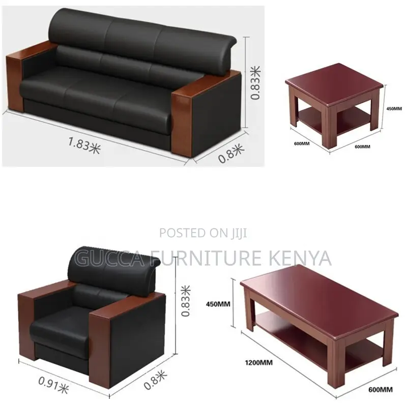 Executive Leather 5-seater Office Reception Sofa