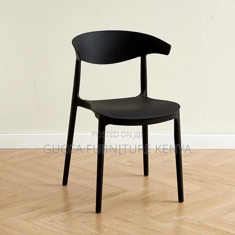 Strong Armless Stackable Black Plastic Chair