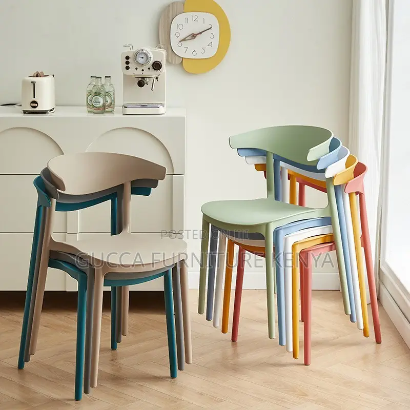 Strong Armless Stackable Black Plastic Chair