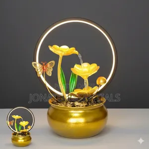 Golden Lotus Led Water Fountain - Tabletop Home Decor Night Light