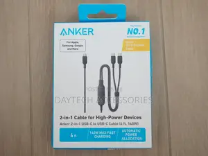 Anker 2-in-1 Usb-C to Usb-C Cable (4ft,140w,Braided) – Black