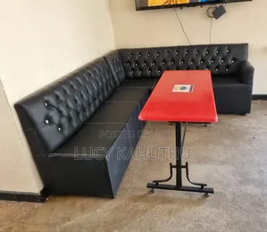 Black Corned Couches With Marble Top With Log
