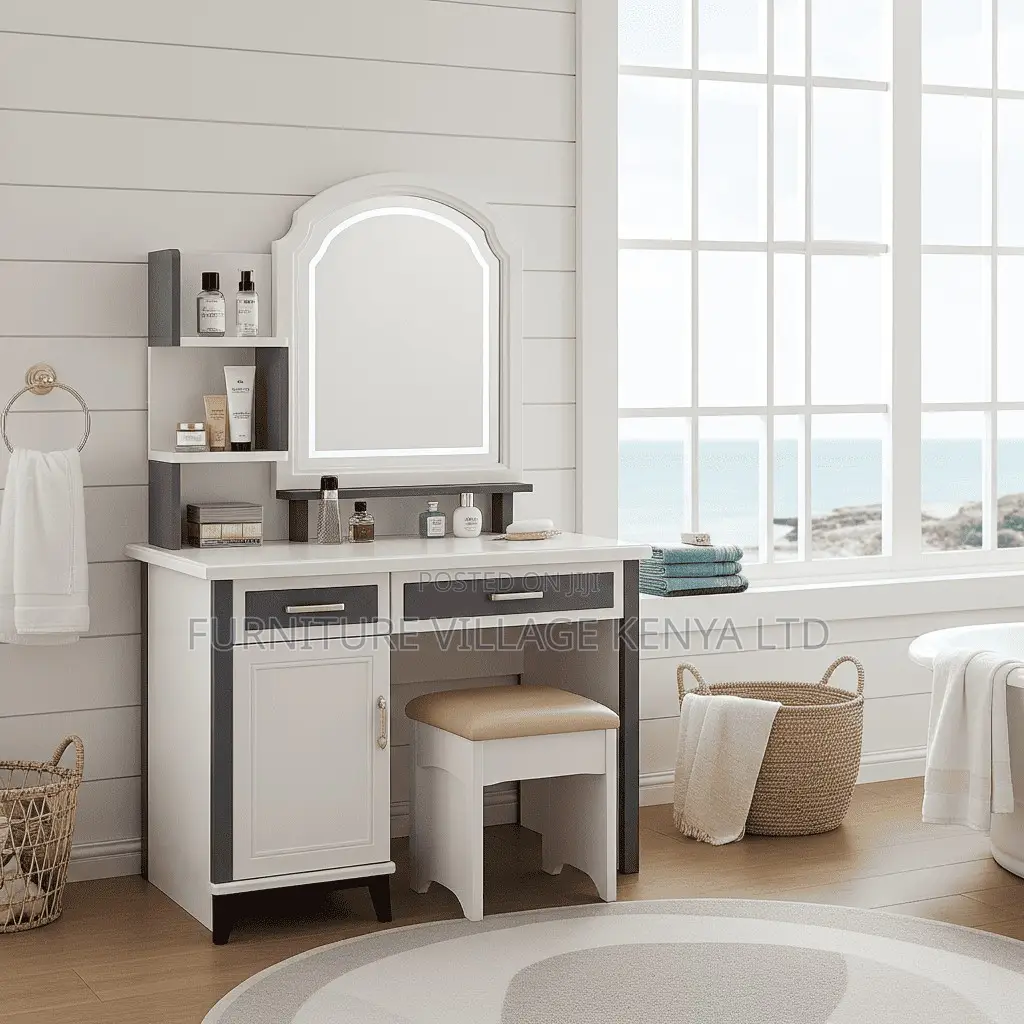 Dressing Table; White Vanity Dressing Table With Led Lights