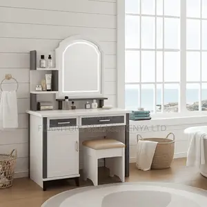 Dressing Table; White Vanity Dressing Table With Led Lights