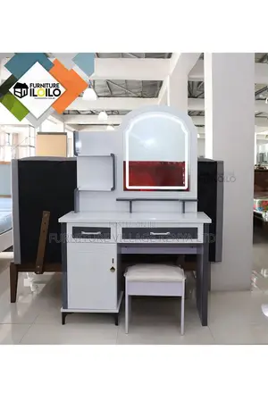 Dressing Table; White Vanity Dressing Table With Led Lights