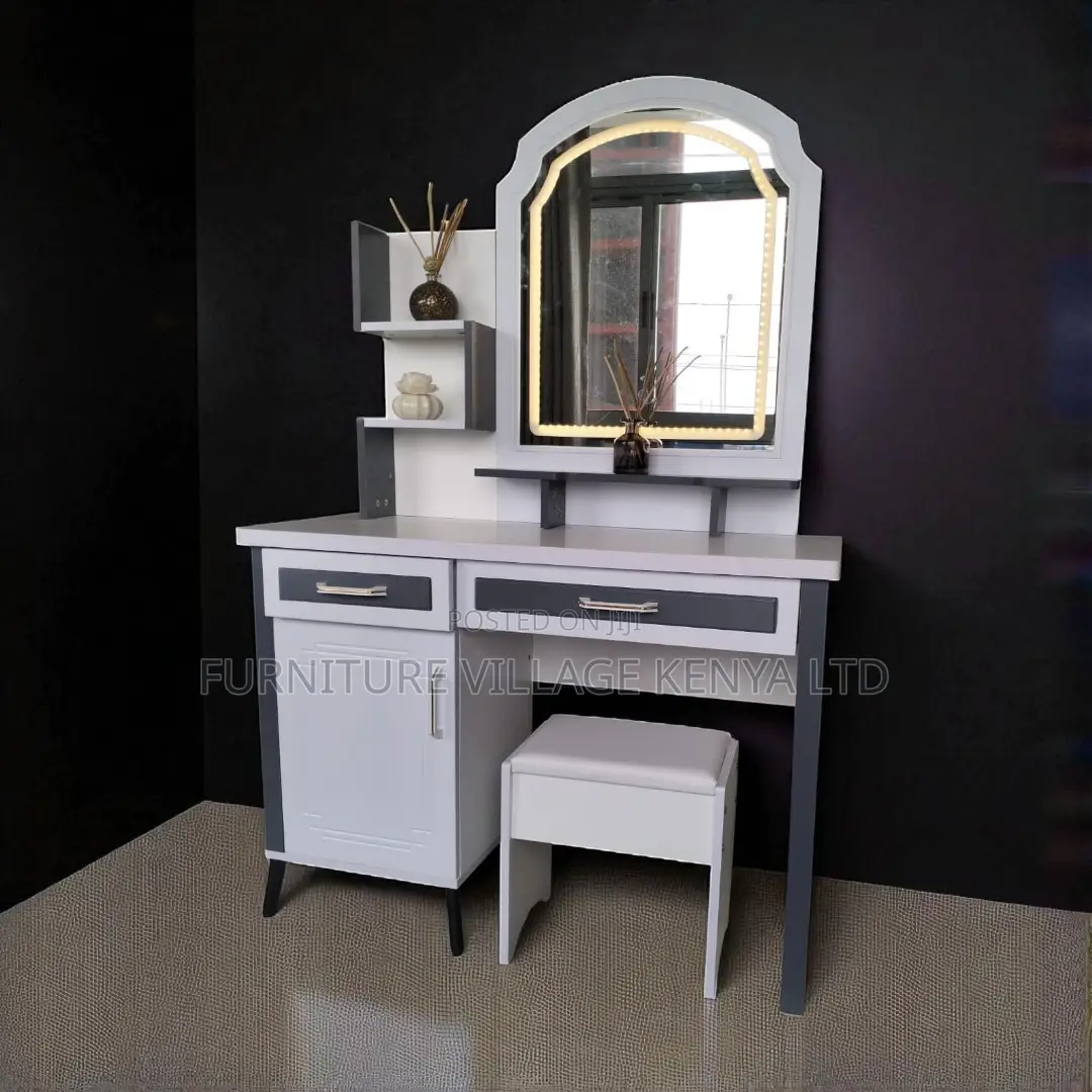 Dressing Table; White Vanity Dressing Table With Led Lights