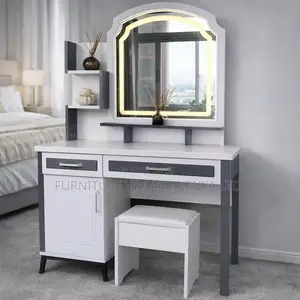 Dressing Table; White Vanity Dressing Table With Led Lights