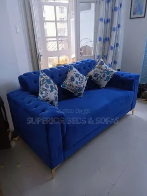 Royal Blue Tufted 3 Seater Sofa