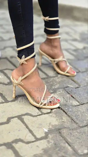 Embellished Rhinestone Butterfly Spiral Coil Wrap Around Stiletto Heel