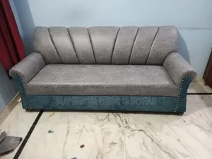 Grey Shell Back 3 Seater Sofa
