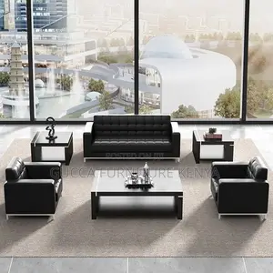 5-seater Leather Upholstered Office Sofa Set