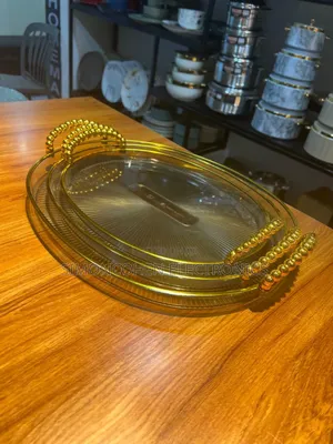 High Quality 3pcs Acrylic Tray Set With Golden Handlle