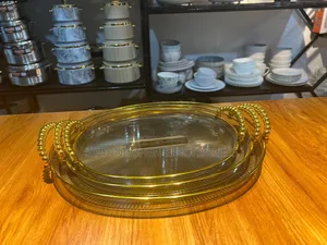 High Quality 3pcs Acrylic Tray Set With Golden Handlle