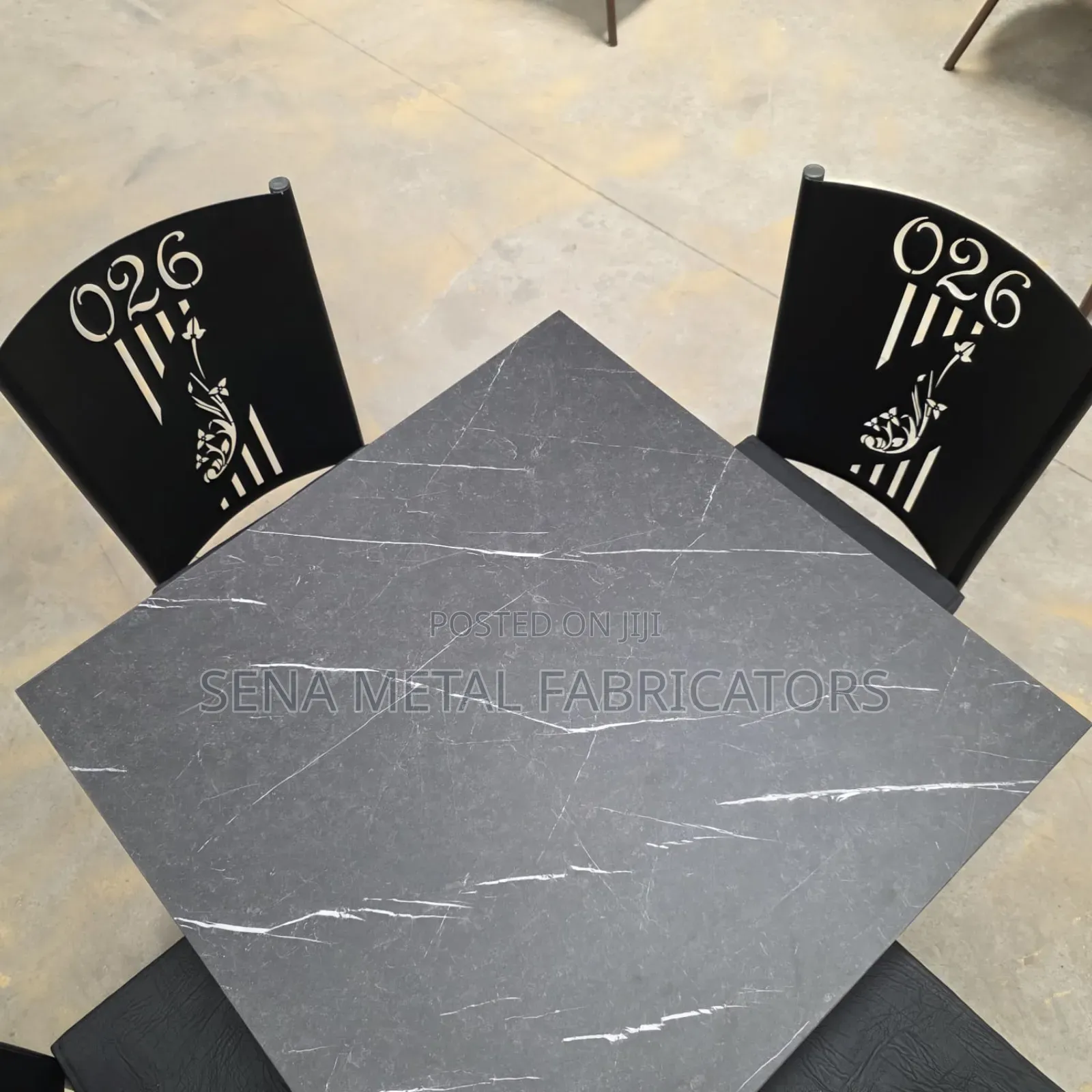 Restaurant Set Matte Black Table With Custom Logo.