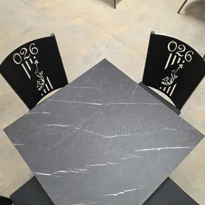 Restaurant Set Matte Black Table With Custom Logo.