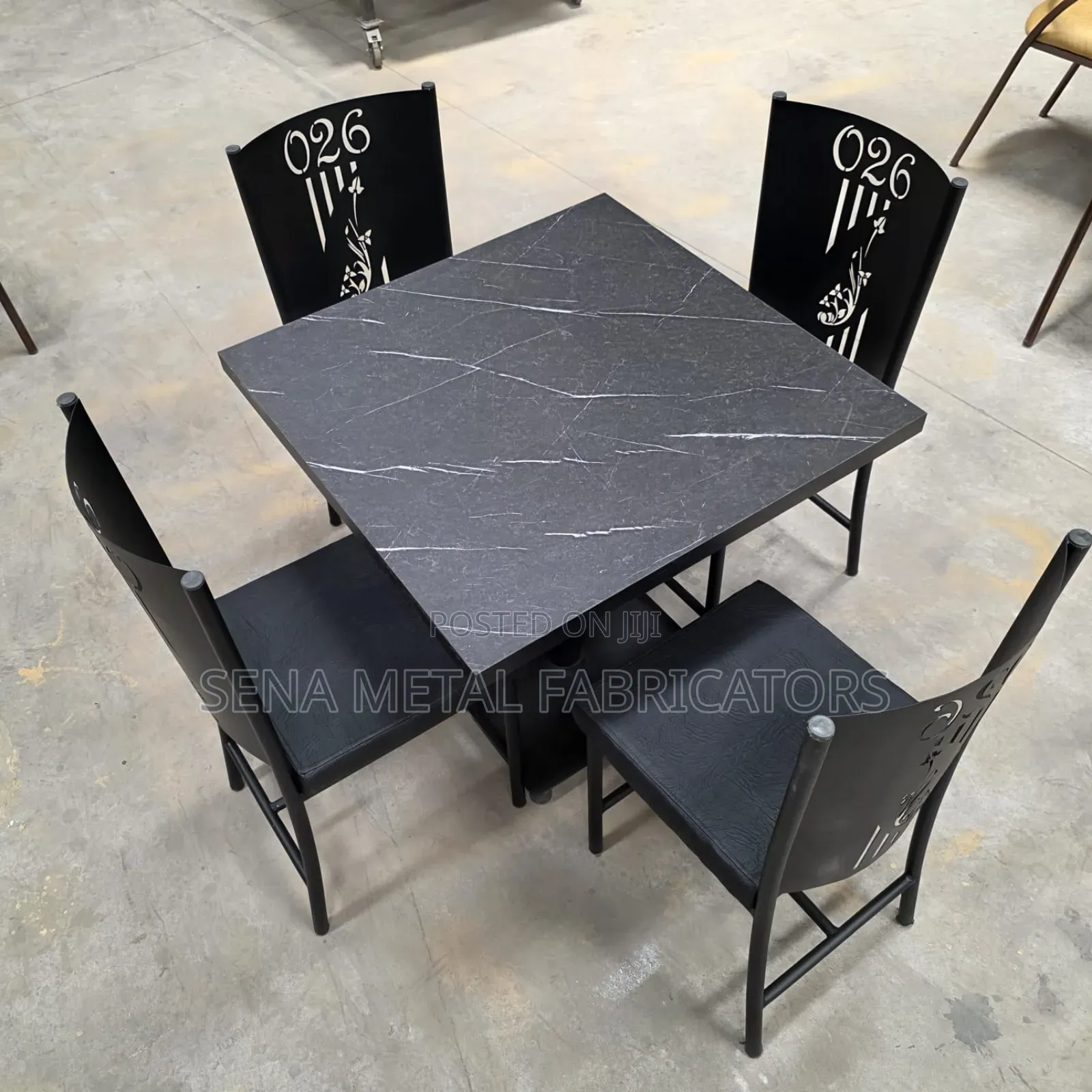 Restaurant Set Matte Black Table With Custom Logo.