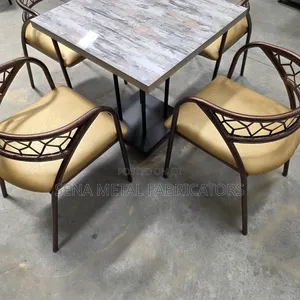 Bar Chairs With Powder-Coated Finish and Gold Faux Leather Upholstery