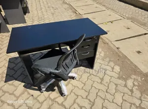 Black 1.2m Office Desk and Mesh Office Chair