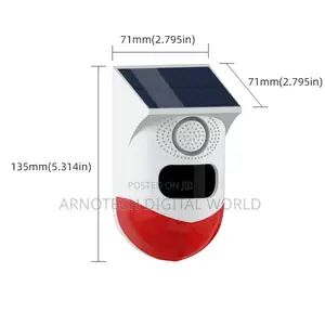 Wireless Infrared Motion Sensor Detector Strobe Siren Solar Alarm