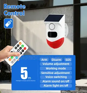 Wireless Infrared Motion Sensor Detector Strobe Siren Solar Alarm