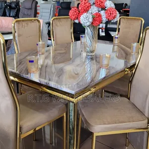 Luxury Marble Top 6-Seat Dining Table — Modern Executive Style