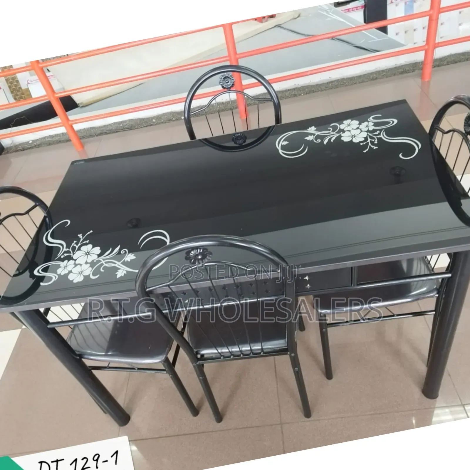 Modern Executive 4 Sitter Black Dining Table