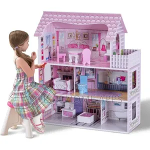 21 Inch Wooden Doll House With Furniture