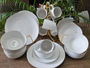 24 Pieces Gold Rimmed High Quality Dinner Set